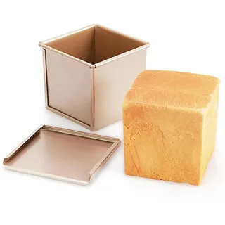 Yannjie Brotbackform mit Deckel, Mini-Kastenform Karbonstahl TeigkapazitäT Toastbrot Backform, Antihaftbeschichtet, Rechteckige, Flache Toastbox zum Backen im Ofen Oven Baking