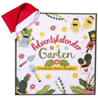 BRAST Adventskalender Knobel & Mini-Spiele Duftkerzen Werkzeug-Set oder Garten-Utensilien (5 Varianten zur Auswahl, 24-tlg), Türchen mit praktischen Garten-Utensilien, inkl. Tasche weiß