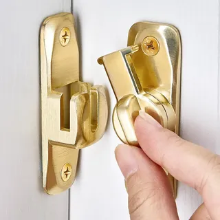 Litensh Klapptürriegel, 90/180 Grad, Scheunentürtorriegel, rechtwinkliges Türschloss, Hardware, Fettverdickte, rostfreie Schiebetürverriegelung für Schränke, Badezimmer, Gold