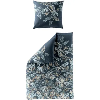 Bettwäsche Mako-Satin blau ( 135x200cm, mit 1 Kissen) - 135x200cm, mit 1 Kissen
