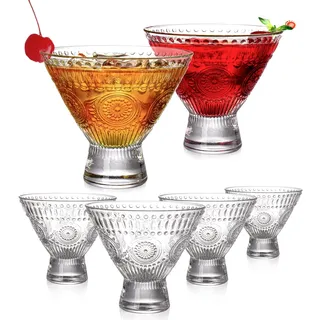Kingrol 6 Stück Stiellose Martini Gläser, Cocktail Gläser, 8 oz Glas Dessert Schalen, Mini Trifle Schalen, Eisbecher aus Glas Perfekte Glaswaren für Home Bar, Restaurant, Party