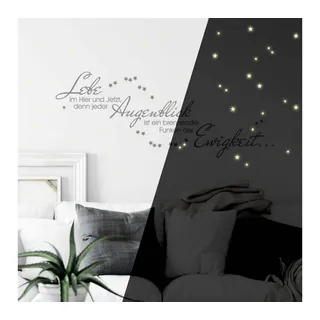 K&L Wall Art Wandtattoo Leuchtspruch inkl. Leuchtsterne Gelb 180x70cm selbstklebend, Kinderzimmer Leuchtbild gelb|schwarz