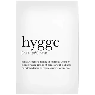 artboxONE Poster 75x50 cm Typografie Hygge Definition Black and White - Bild Hygge bedeutung Definition
