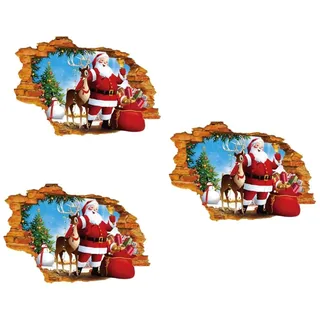 OSALADI 3st Weihnachten 3d- Krippendekoration Wandtattoo Weihnachtsmann Dekorative Wandaufkleber Weihnachtsfeier 3d-weihnachtsmann-aufkleber Wohnkultur Partybedarf