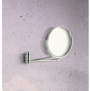 Keuco Kosmetikspiegel Plan, Schminkspiegel, Rasierspiegel, aus Metall und Echtkristall-Glas, ⌀ 20,5 cm, rund, chrom silberfarben