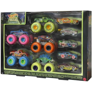 Mattel Monster Trucks leuchtend im Dunkeln Autorennbahn HCB57