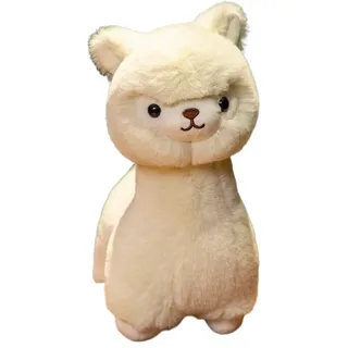 TROYSINC Plüschtier Kuscheltier Weiches Alpaka Kuschelkissen Ideal als Dekokissen, Geschenk oder Dekoration für Zuhause & Auto (23cm,Weiß)