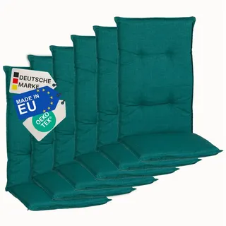 NYVI Hochlehnerauflage Hochlehner Auflagen 6er Set Barcelona - Gartenstuhlauflagen 118x50cm, (6 St), Stuhlauflage, Sitzauflage mit Halteband, UV-fest grün