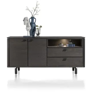 Henders & Hazel Livada Sideboard mit LED Wildeiche Furnier/Metallgestell - Schwarz