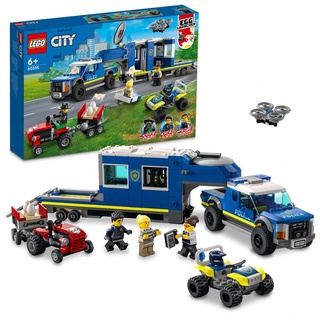 LEGO 60315 City Mobile Polizei-Einsatzzentrale Spielzeug mit Polizeiauto für Jungen und Mädchen, mit Gefängnisanhänger, Drohne, Traktor und Min...