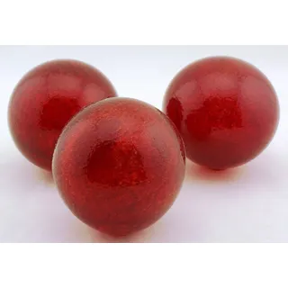 Dekokugeln aus Glas in rot- mundgeblasen im 3er Set