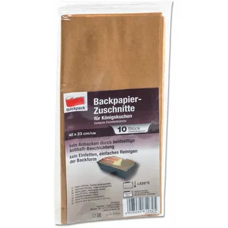 Unbekannt 10 Backpapier Zuschnitte aus naturbraunem Papier, eckig für Kastenformen (Königskuchen), beidseitige Antihaft-Beschichtung, hitzebeständig bis 220°C