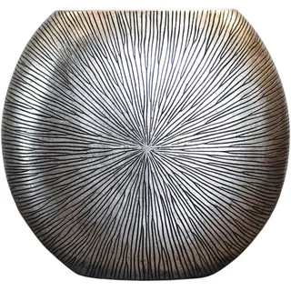 VIVANNO Bodenvase Fiberglas ATENA Rund - Silber Mit Muster (1 St), 55x50 cm silberfarben