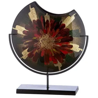 GILDE Dekovase DORÉ Vase - gold, grün, rot - Glas - H. 37cm x B. 32cm - Dekovase (1 Stück), Runde Glasvase mit Blumenmuster - Perfekte Tischdeko & Blumenvase goldfarben|grün|rot