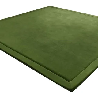 LEHOUR Verdickung Korallen Samt Teppich Kinder Krabbeldecke Weiche Tatami Teppiche Kinder rutschfeste Vergrößern Spielmatte (Dunkelgrün, 200 * 200CM)