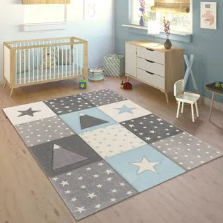 Paco Home Kinderteppich 80 x 150 cm Blau/Grau/Weiß