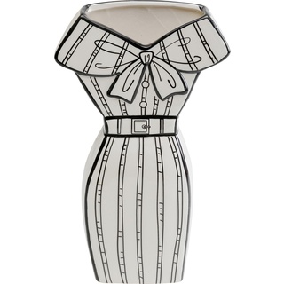 Kare Design Vase Ladies Dress, Schwarz/Weiß, Deko Vase, Blumenvase, Keramik, 31x18x8 cm (H/B/T)