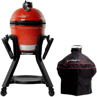 Kamado Joe Joe Jr Essentials Pack, 34 cm tragbarer Keramikkohlegrill mit Gusseisenständer, Grillwagen und Abdeckung