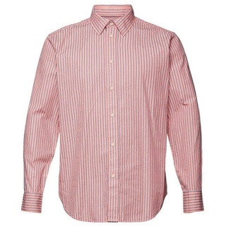 Esprit Langarmhemd Hemd mit Streifen, 100% Baumwolle rot