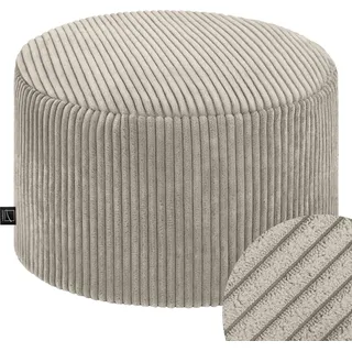 Domarex Sitzpouf rund Ø45x25 cm,Pouf Hocker Wohnzimmer & Schlafzimmer, Fußhocker modern, rutschfest, Komfortabel & Poland, Beige - Beige