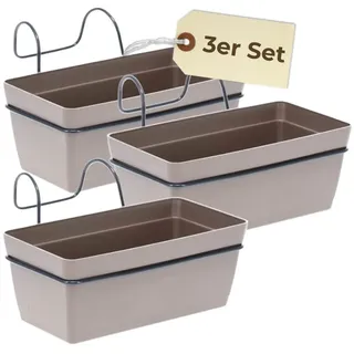 GarPet Blumenkasten Blumenkasten Balkon 3er Set Balkonkasten mit Halterung Pflanzkasten