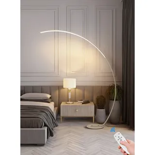 AstrizLamp LED Stehleuchte Wohnzimmer Modern Bogen Lampe Dimmbar mit Fernbedienung Innen Stehlampe Deko Weiß Aluminium Bogenleuchte Acryl-Lampenschirm für Schlafzimmer Leselampe Sofa Büro H 170cm