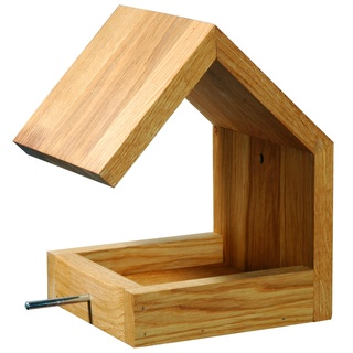 Luxus-Vogelhaus 46850e Eichenholz Vogelfutterhaus zum Aufhängen mit Satteldach und Anflugstange