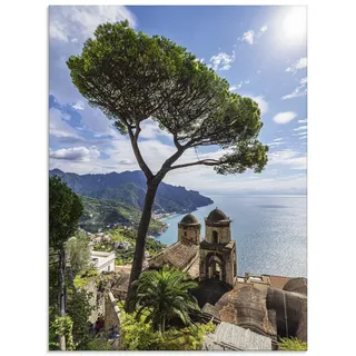 ARTLAND Wanddeko Glasbilder Wandbild Glas Bild 60x80 cm mediterrane deko Mittelmeer Ravello Amalfiküste Italien Sommer Reise U5OT