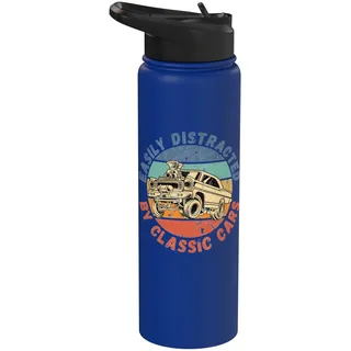 Leicht abgelenkt von klassischen Autos, lustiger antiker Vintage Stainless Steel Insulated Water Bottle