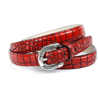 Anthoni Crown Ledergürtel mit Krokomuster, dekorative Schließe rot 95