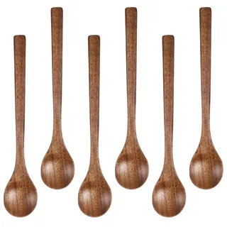 Holzlöffel Esslöffel, 6 Stück Holzlöffel Klein Honiglöffel Holz Teelöffel Suppenlöffel Kaffee Tee Naturholzlöffel Holzbesteck Küchenutensilien zum Essen Mischen Rühren Kochen (17 cm)