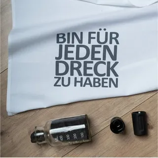 17;30 HOME 17;30 Geschirrtuch, 100% Baumwolle, humorvoller Spruch Bin für jeden Dreck zu haben!, umweltfreundlich, weiß-grau, 50x70 cm