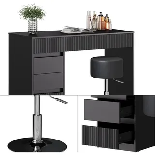 Vicco Schminktisch Omira Schwarz 120 cm mit Hocker