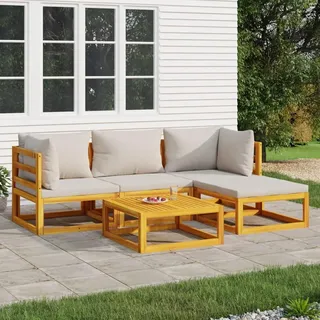 Gartenmöbel Set Holz Lounge Sofa Tisch Outdoor Balkon Sitzgarnitur Kissen 5tlg