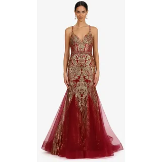 Kraimod Abendkleid mit V-Ausschnitt und Tüllsaum goldfarben 36