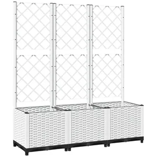 vidaXL Pflanzkübel mit Rankgitter Weiß 120x40x136 cm PP