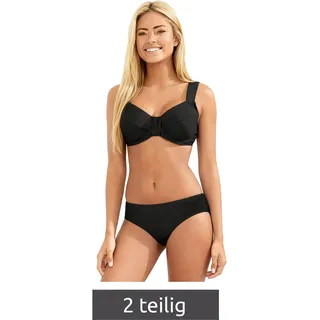 zeitloses Damen Bikini-Set zweiteiliger Minimizer Bademode F-Körbchen 960224 Schwarz - 40