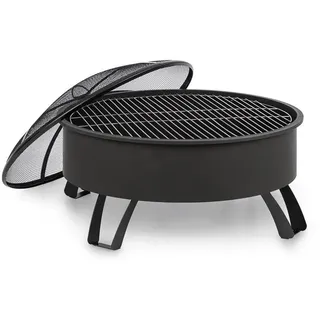 Blumfeldt Oreos 2-in-1-Feuerschale Ø75cm Funkenschutz Ø68cm Grill Stahl schwarz Schwarz