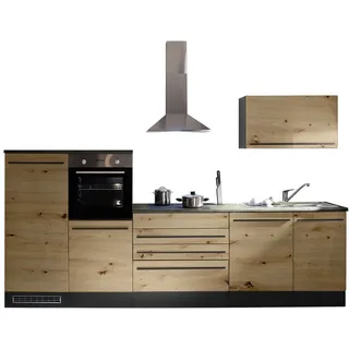 yourkitchen Küchenzeile Jazz 320 cm anthrazit/artisan eiche/metallic braun/anthrazit/braun