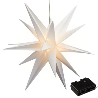 Leuchtstern 3D weiß aus PVC LED Weihnachststern XL zum hängen beleuchtet inkl. 40 LED Ø 60cm Outdoor IP44 (1 x XL Leuchtstern 3D weiß)