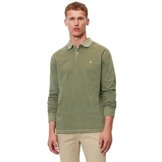 Marc O'Polo Langarm-Poloshirt im Washed-Look grün