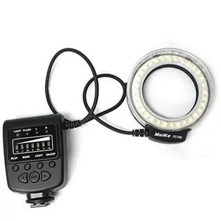 Meike LED Macro Ring Blitzlicht FC-100 Kompatibel mit Canon Nikon Pentax Olympus DSLR Kamera Camcorder mit Adapterringen