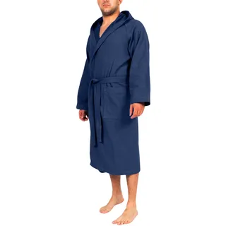 o-day Renato Balestra Bademantel aus Mikrofaser für Herren und Damen, platzsparend, Unisex, mit Kapuze, Taschen und Gürtel, ideal für Reisen, Pool, Fitnessstudio, leicht, weich, blau, XXL - XXL