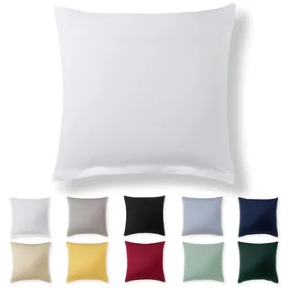 Alreya Kissenbezug 40 x 40 cm - Weiß - 100% Jersey Baumwolle - Kissenhülle für Kissen 40x40 cm, Jersey Kopfkissenbezüge, Superweicher Kissenbezug 40x40 mit Reißverschluss