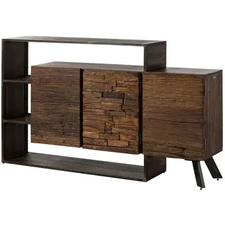 Kommode Sideboard Akazie Altholz massiv Holzkommode mit LED rustikal industrial