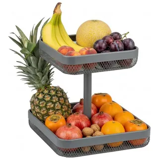 eluno Obstschale eckig 2-stöckig, 25 cm und 30 cm, Metall grau