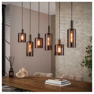 famlights Pendelleuchte famlights, Pendelleuchte Geli in Braun E27 6-flammig braun