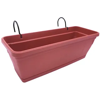 Stefanplast Pflanzkübel Balkonkasten terrakotta 50cm mit Halterung Blumenkasten Pflanzkasten