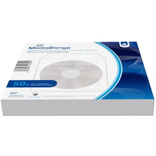 MediaRange BOX65 50er-Pack CD-Papiertaschen mit Lasche und Sichtfenster