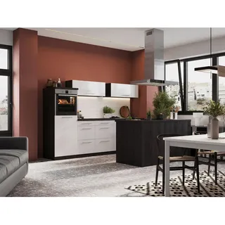 Respekta Küchenblock Inselküche, Weiß, Grau, Holzwerkstoff, 8 Schublade(n),1 Schublade(n) Schubladen, nur wie online abgebildet bestellbar, 280x200x270 cm, links aufbaubar, rechts aufbaubar, Küchen, Küchenzeilen & Küchenblöcke, Küchenzeilen mit Geräten